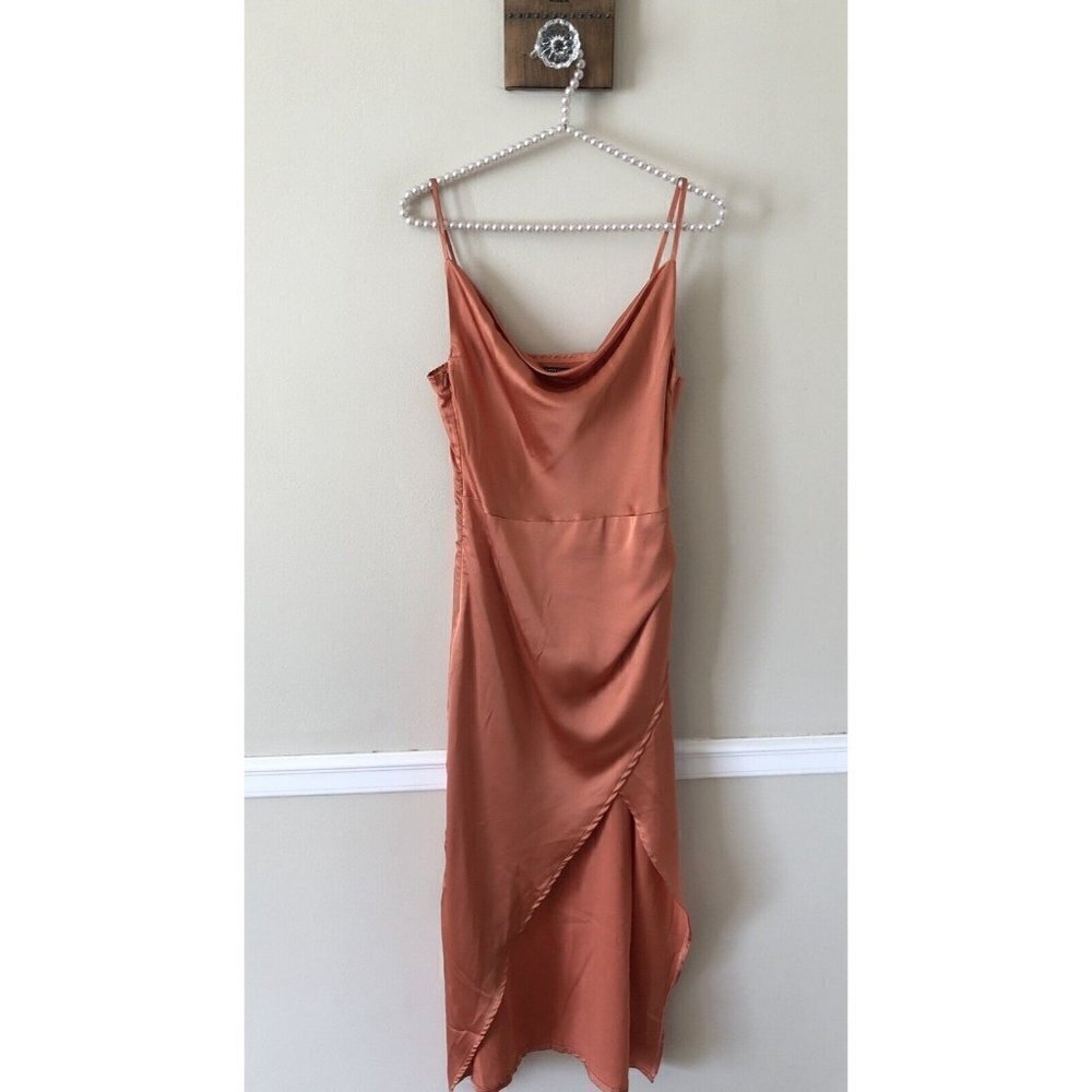 Nasty Gal Collection Size 4 Orange Slip Dress Sleeveless Satiny